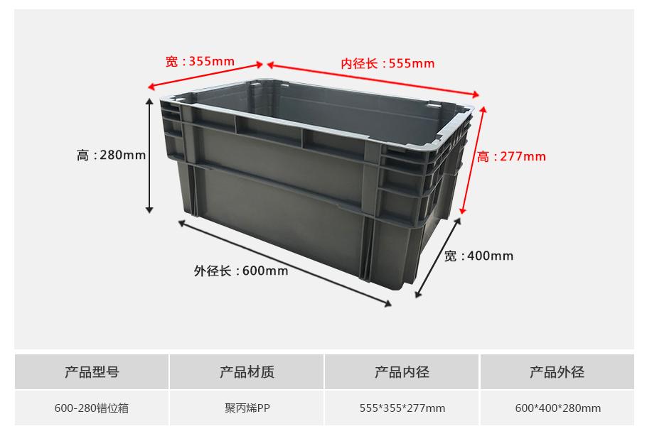 軒盛塑業(yè)600-280錯(cuò)位塑料物流箱