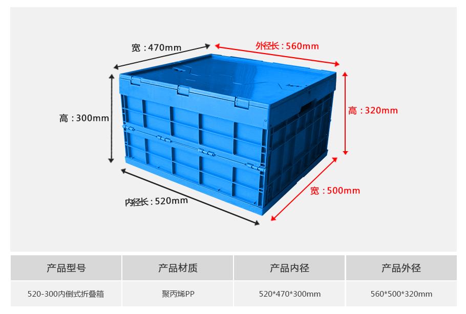 軒盛塑業(yè)520-300塑料內倒式折疊周轉箱